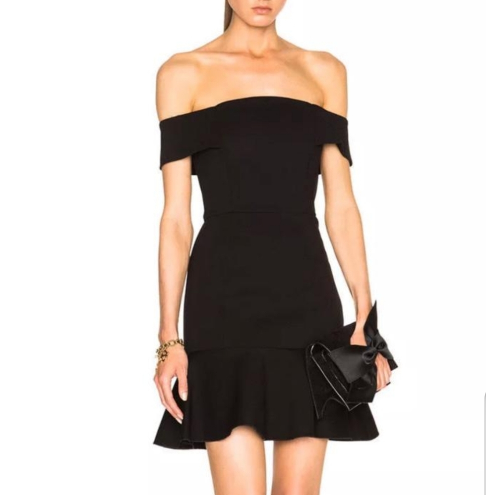 N/Nicholas Ponti off the shoulder mini dress.